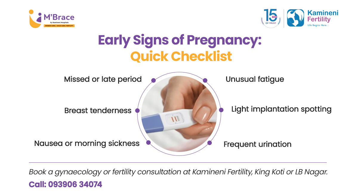 Early Signs of Pregnancy Checklist | Kamineni Fertility Hyderabad